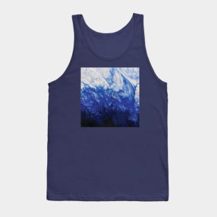 Blue Acrylic Pour Painting Tank Top